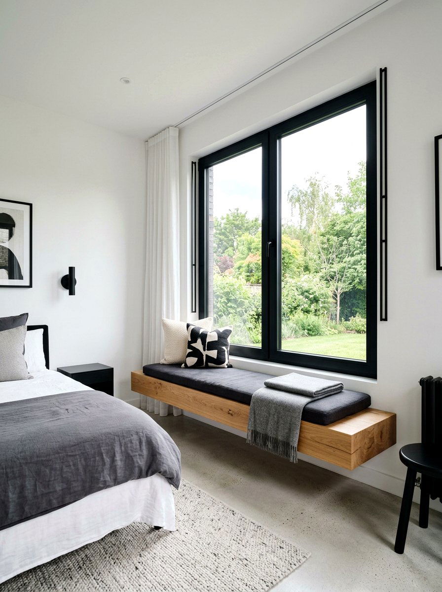 Floating Window Bench - 30 bedroom mini lounge ideas