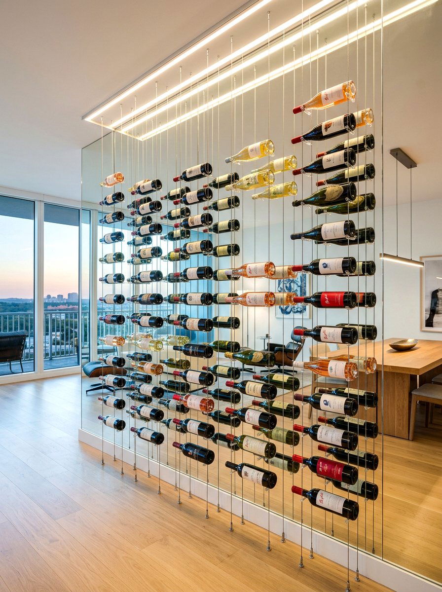 Floating Wine Rack System - 30 basement wine room ideas