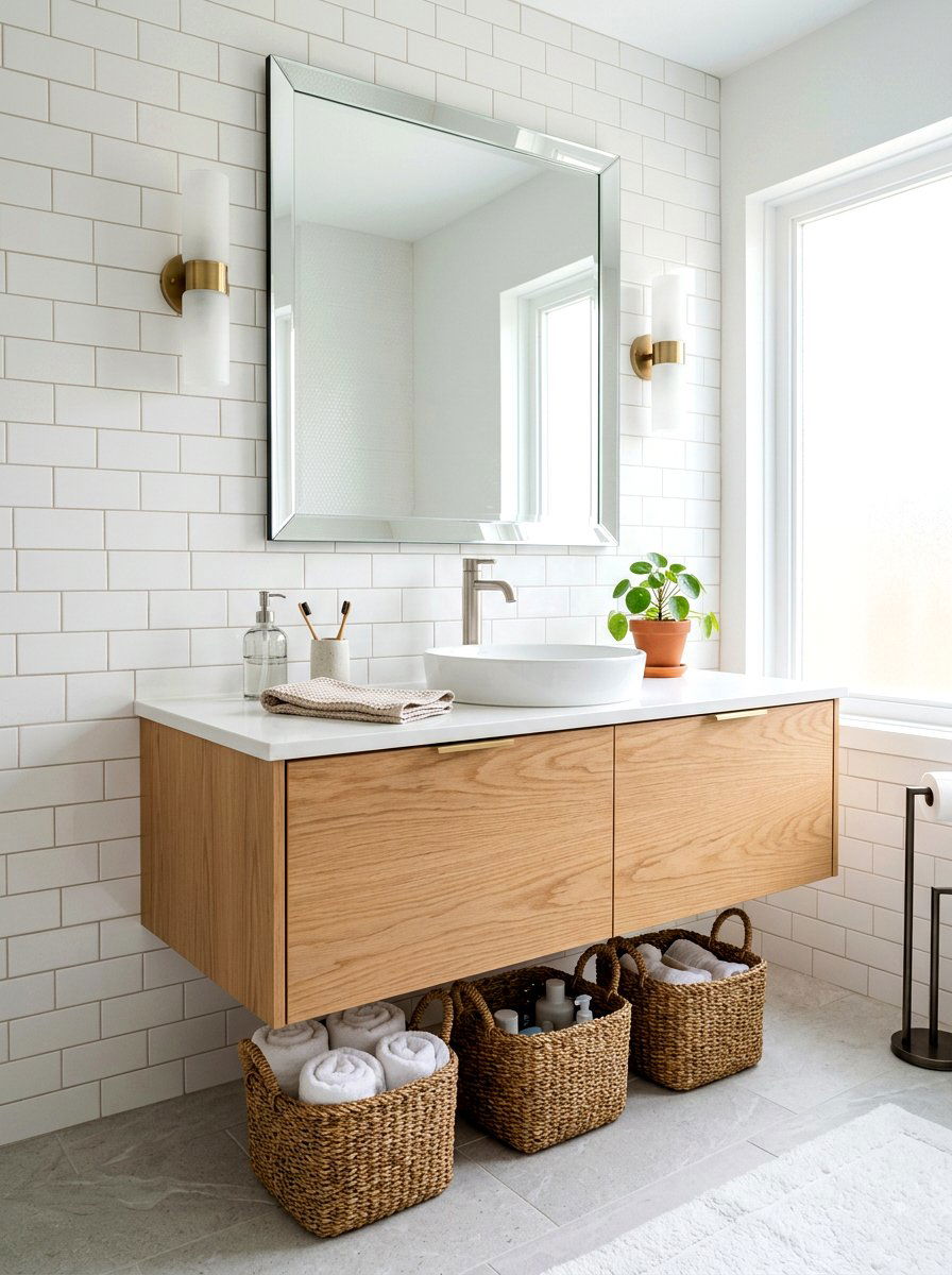 Floating Wood Bathroom Vanity - 30 eclectic bathroom ideas