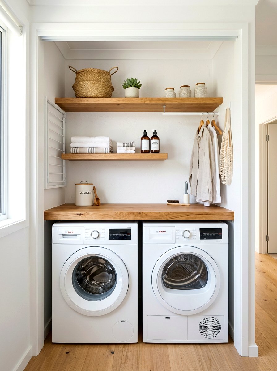 Floating Wood Countertop - 30 laundry room countertop ideas