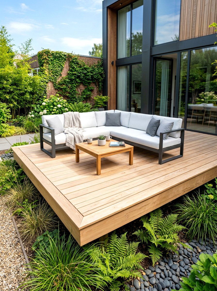 Floating Wood Deck - 30 small backyard ideas