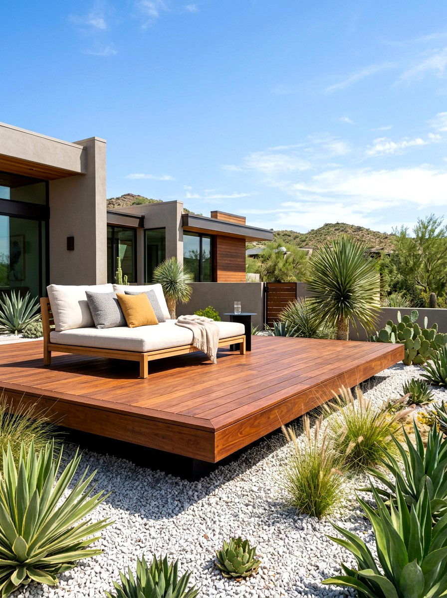 Floating Wood Deck - 30 modern backyard ideas