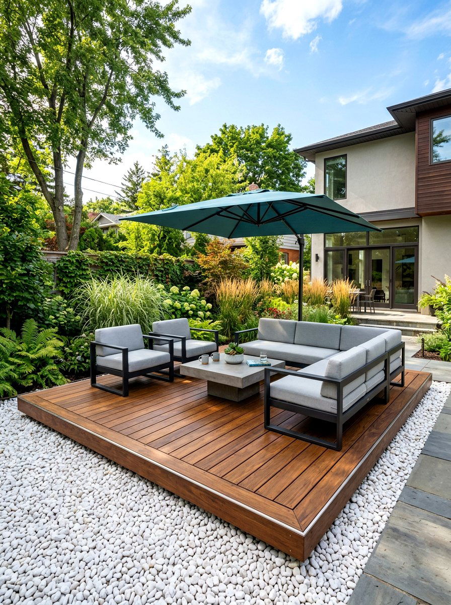 Floating Wood Deck - 30 modern landscaping ideas