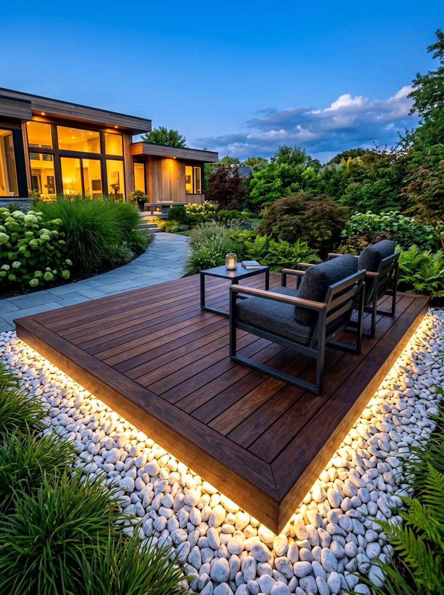 Floating Wood Deck Lounge - 30 luxury patio lounge ideas