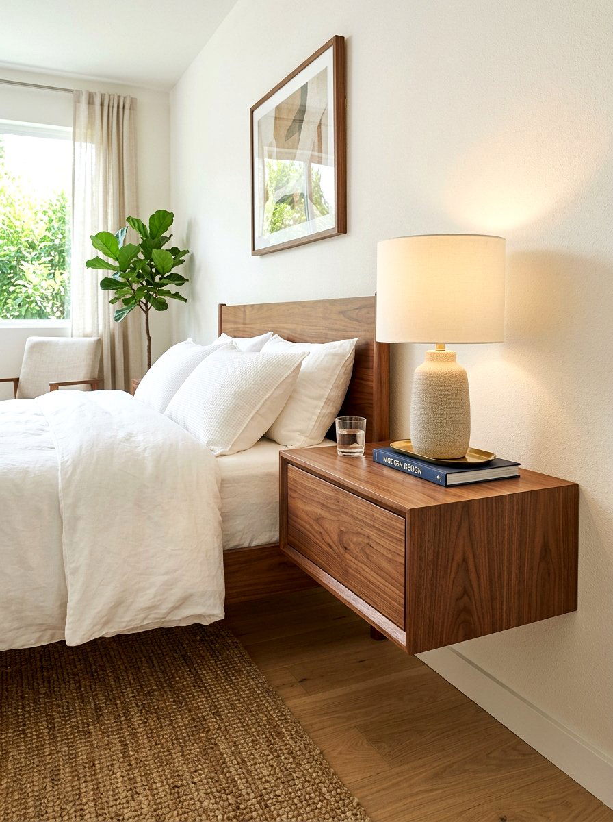 Floating Wood Drawer - 30 wall mounted nightstand ideas