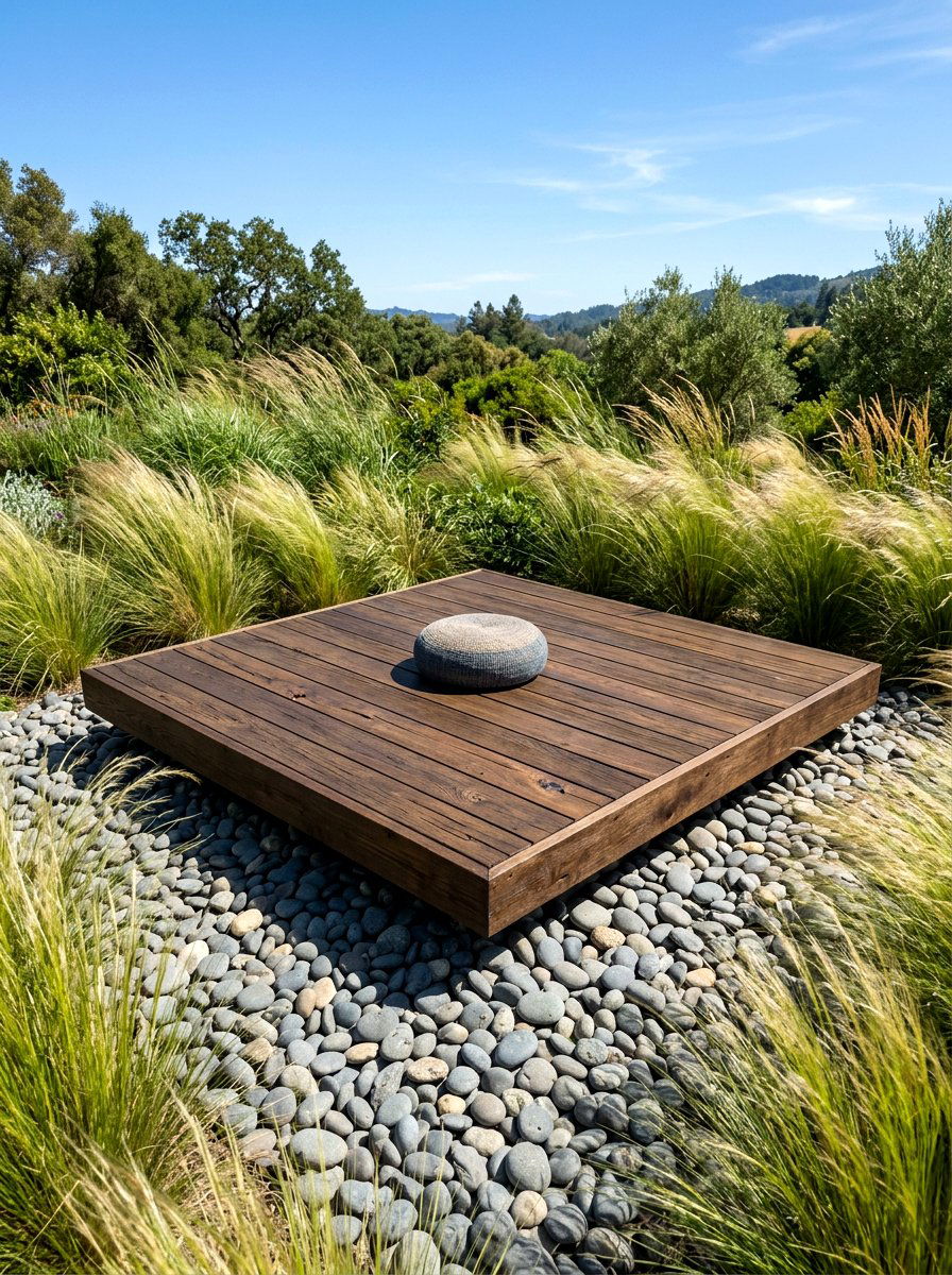 Floating Wood Platform - 30 meditation backyard corner ideas