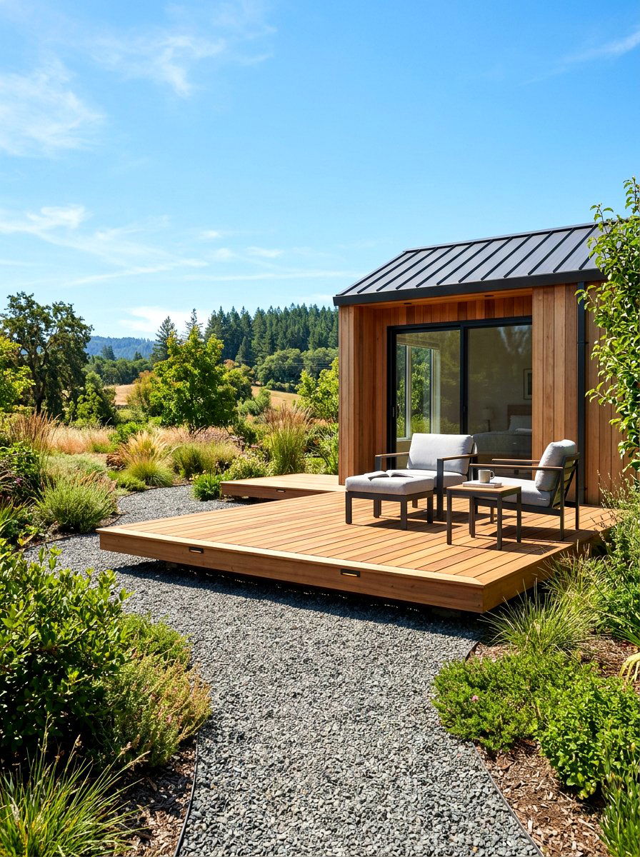 Floating Wood Porch - 30 shed porch ideas