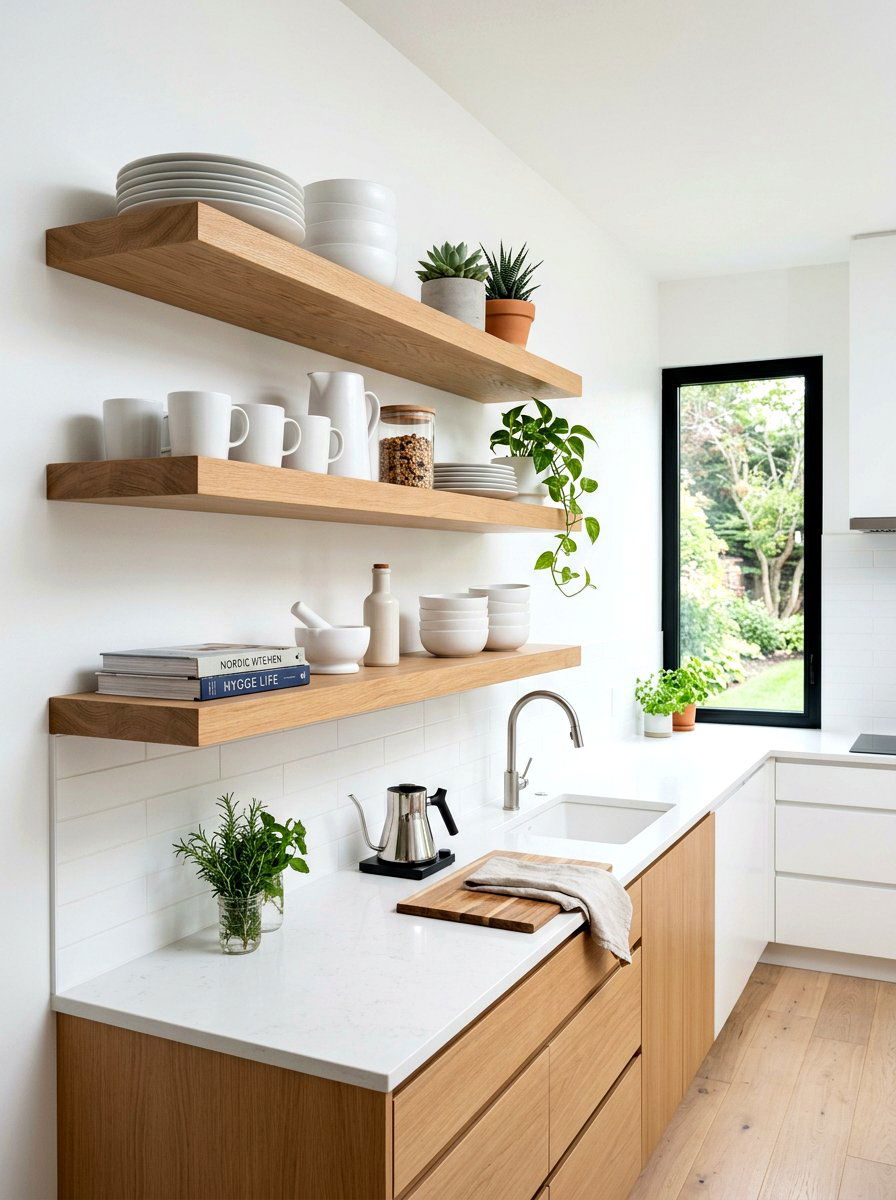 Floating Wood Shelf - 30 dish display ideas