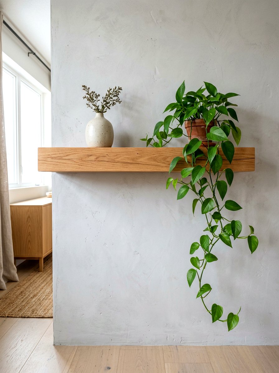 Floating Wood Shelf - 30 Japandi decor ideas