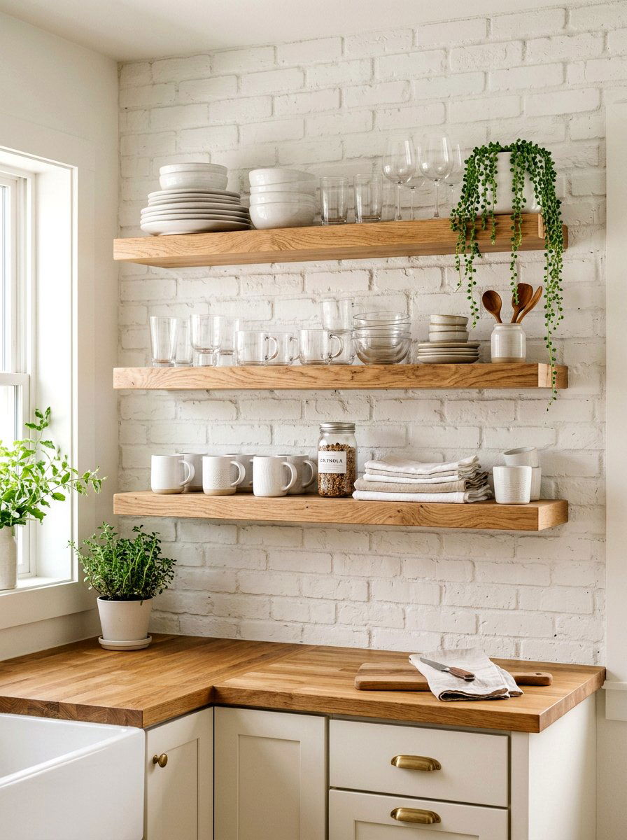 Floating Wood Shelves - 30 kitchen remodel ideas