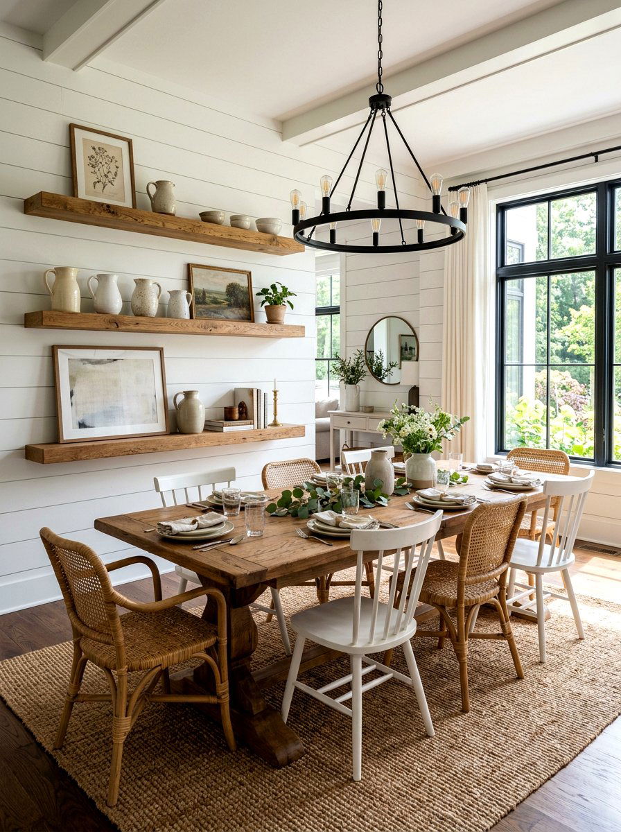 Floating Wood Shelves - 30 dining room wall art ideas