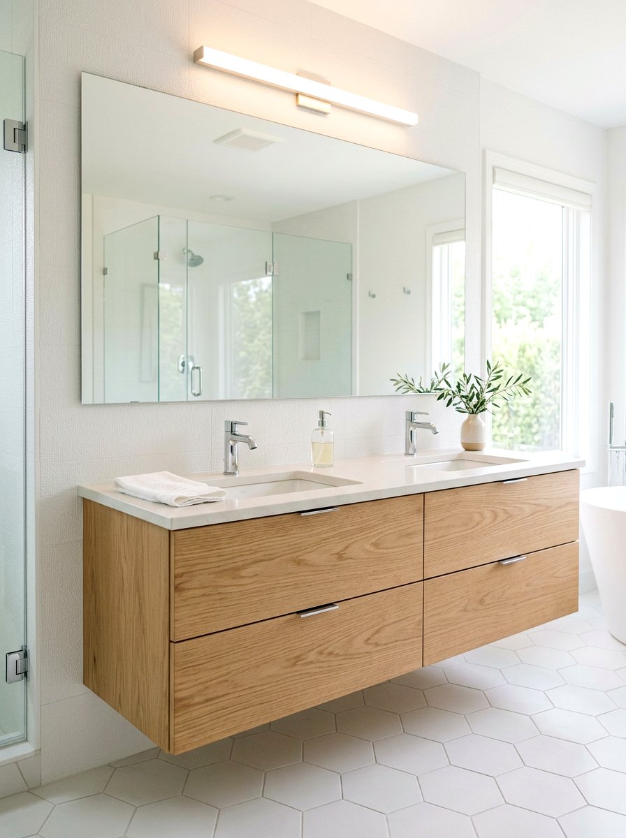 Floating Wood Vanity - 30 spa bathroom ideas