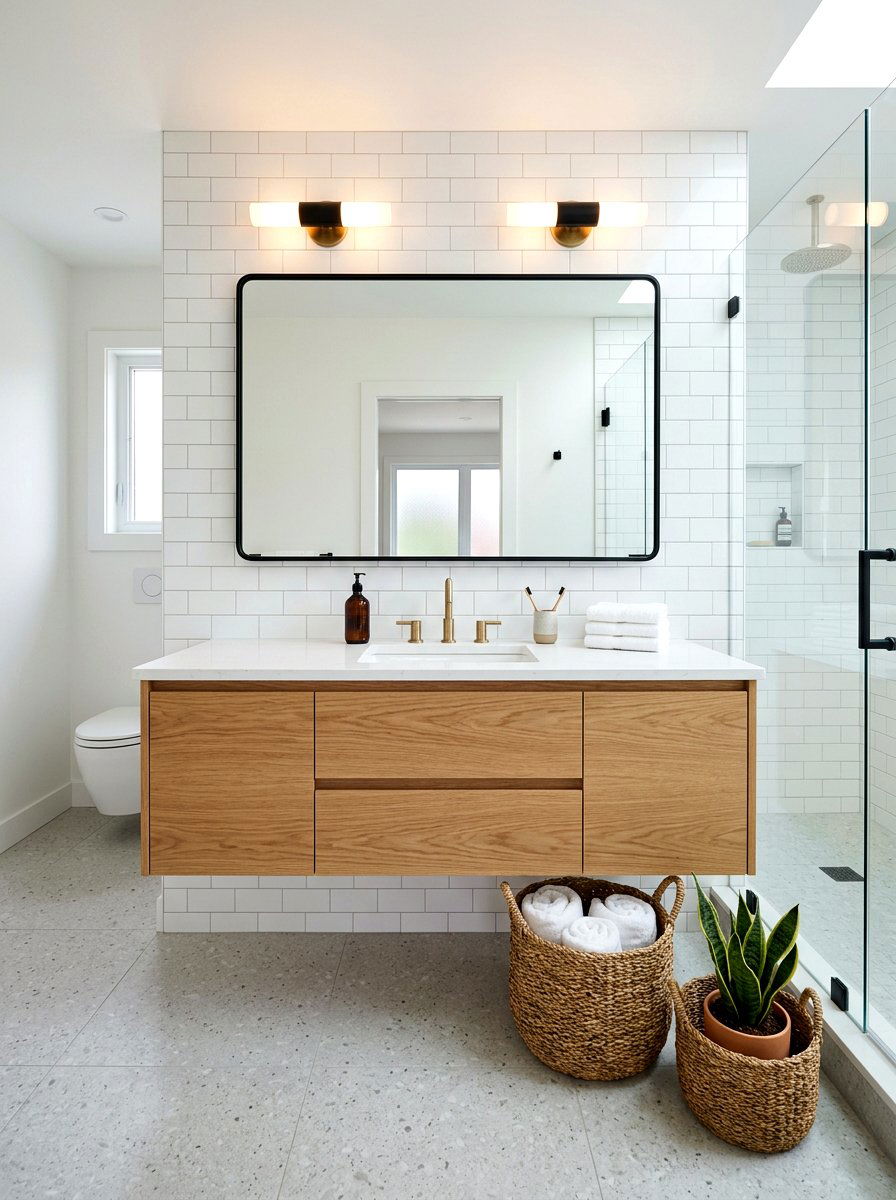 Floating Wood Vanity Bathroom - 30 small kids bathroom ideas