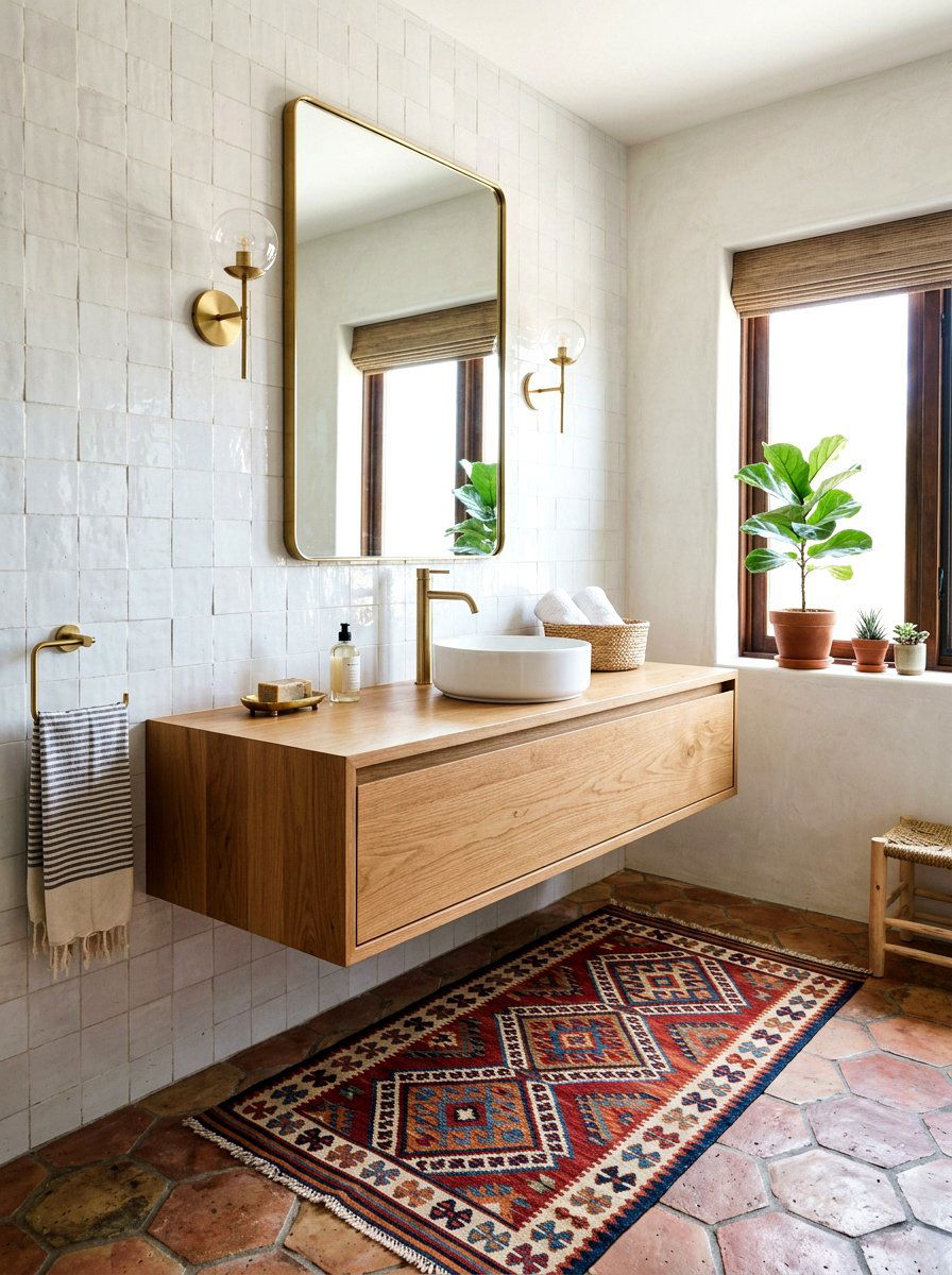 Floating Wood Vanity Moroccan Bathroom - 30 Moroccan bathroom ideas
