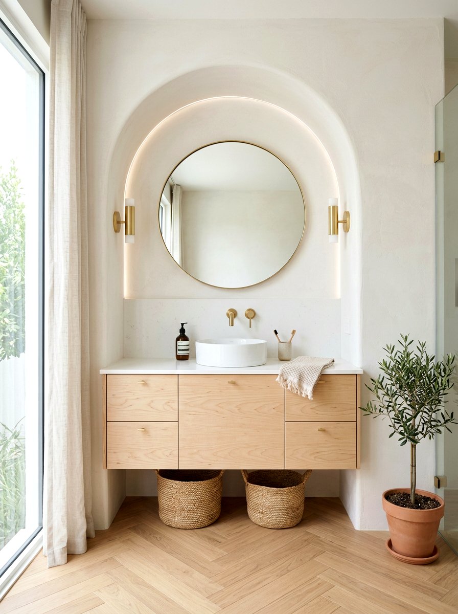 Floating Wood Vanity Niche - 30 arched vanity niche ideas