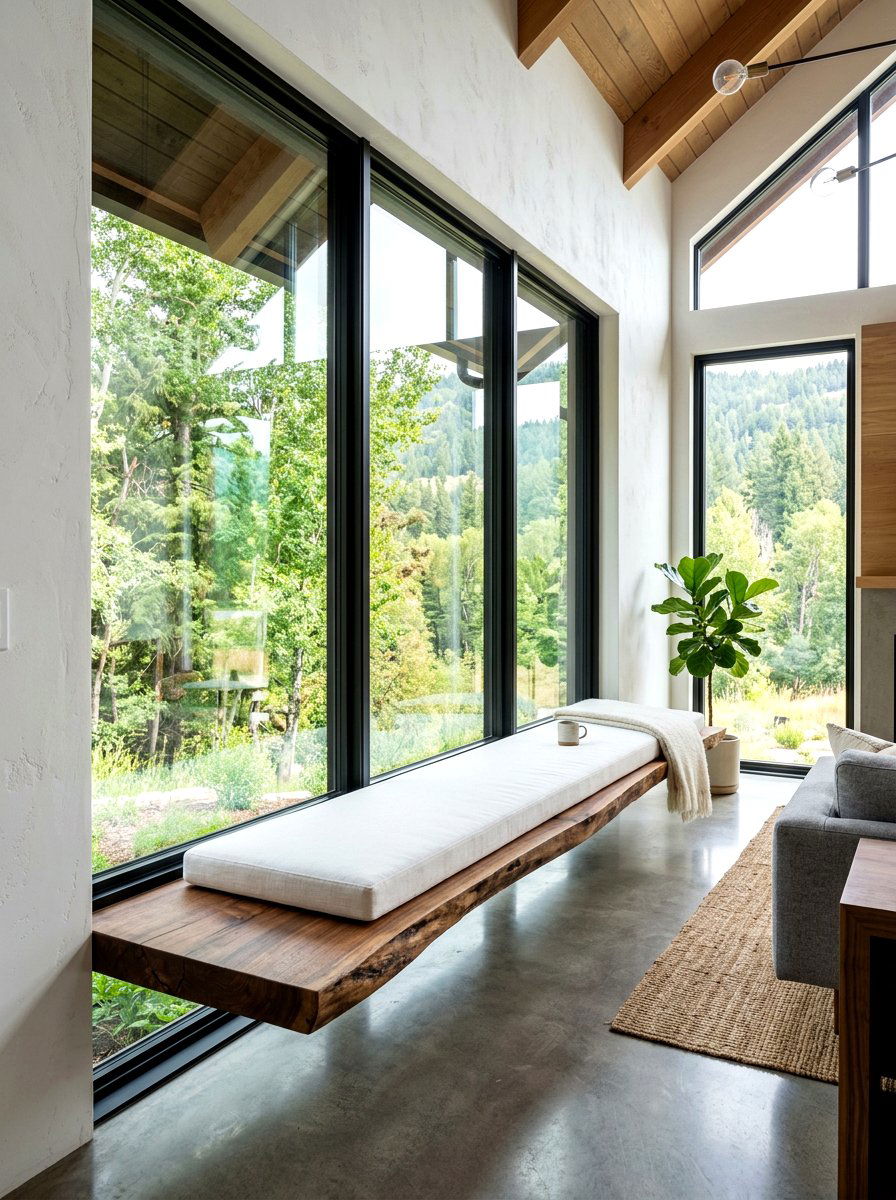 Floating Wood Window Seat - 30 window seat ideas
