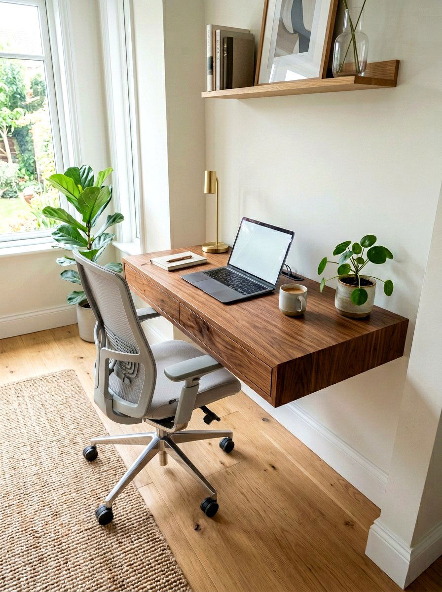 Floating Wooden Desk - 30 wall desk ideas