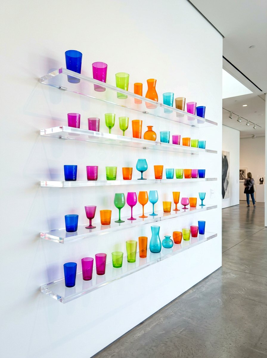 Floating acrylic glassware shelf - 30 glassware display ideas