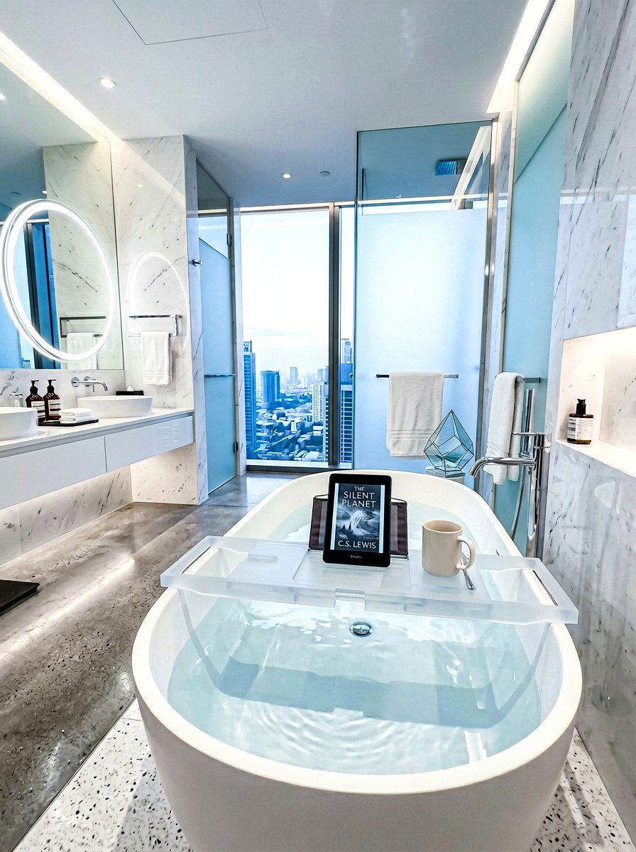 Floating bathtub tray - 30 tub tray styling ideas
