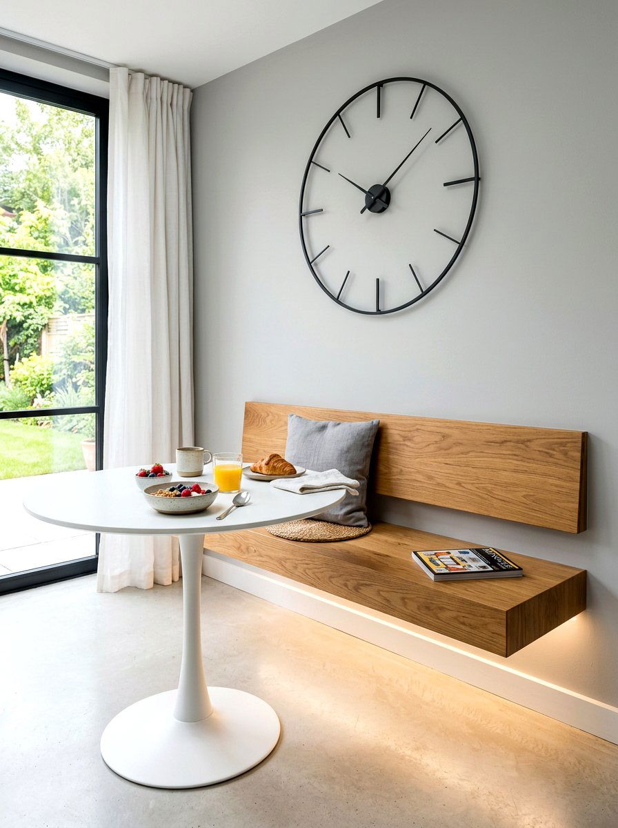 Floating breakfast bench - 30 breakfast room bench ideas
