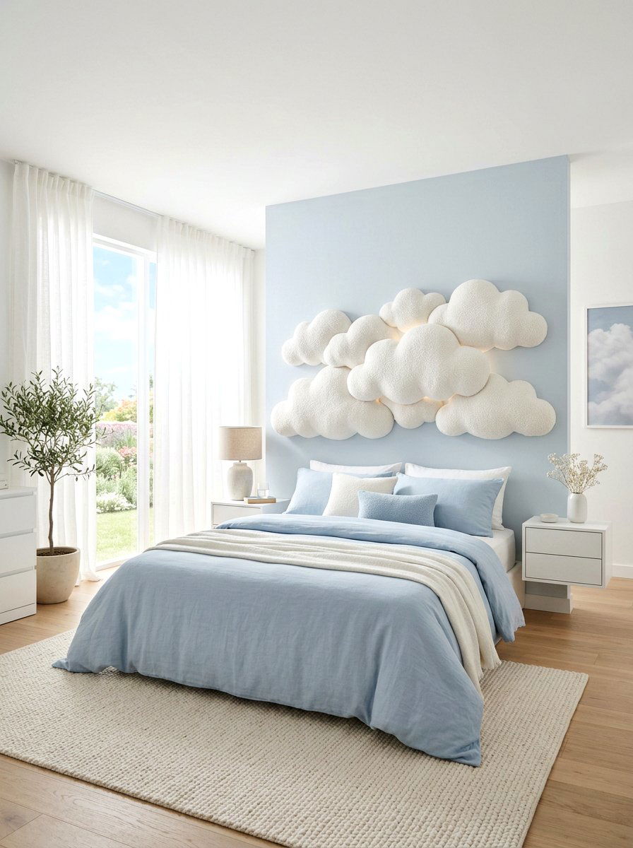 Floating cloud headboard - 30 sculptural headboard ideas