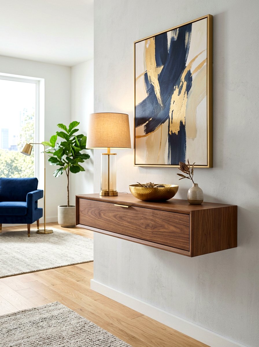 Floating console table - 30 drop zone shelf ideas