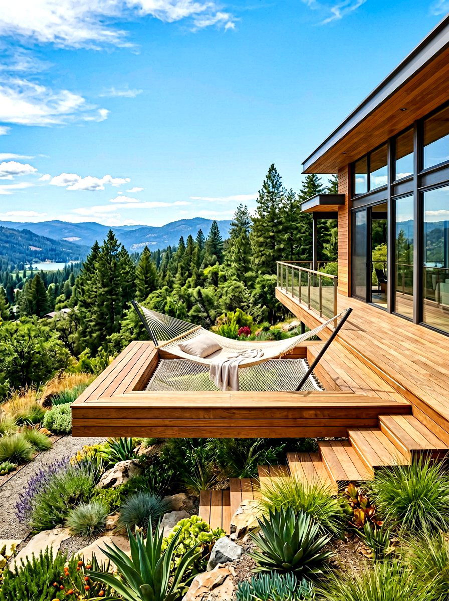 Floating deck hammock - 30 hammock patio ideas