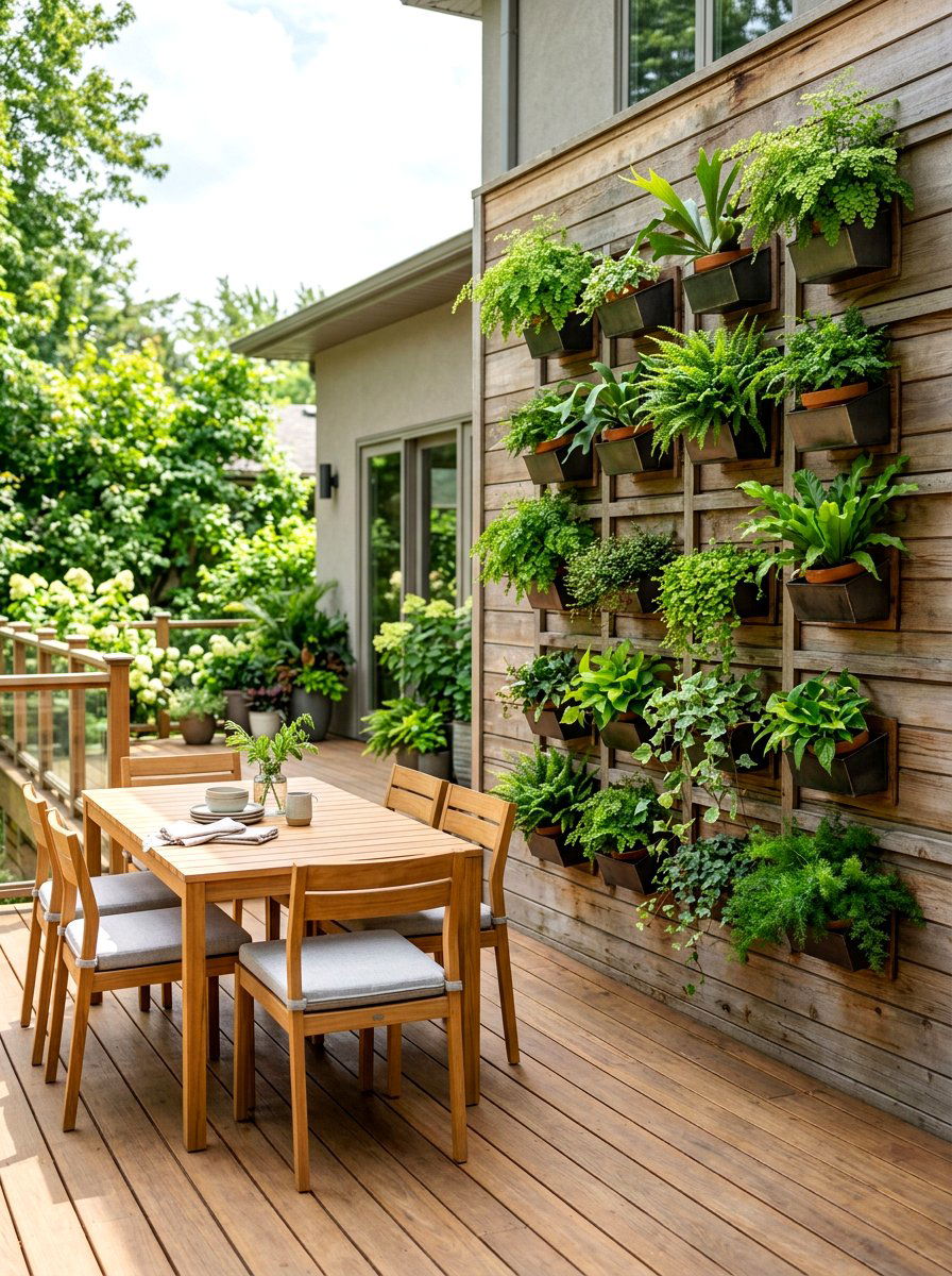 Floating deck wall planters - 30 deck planter ideas