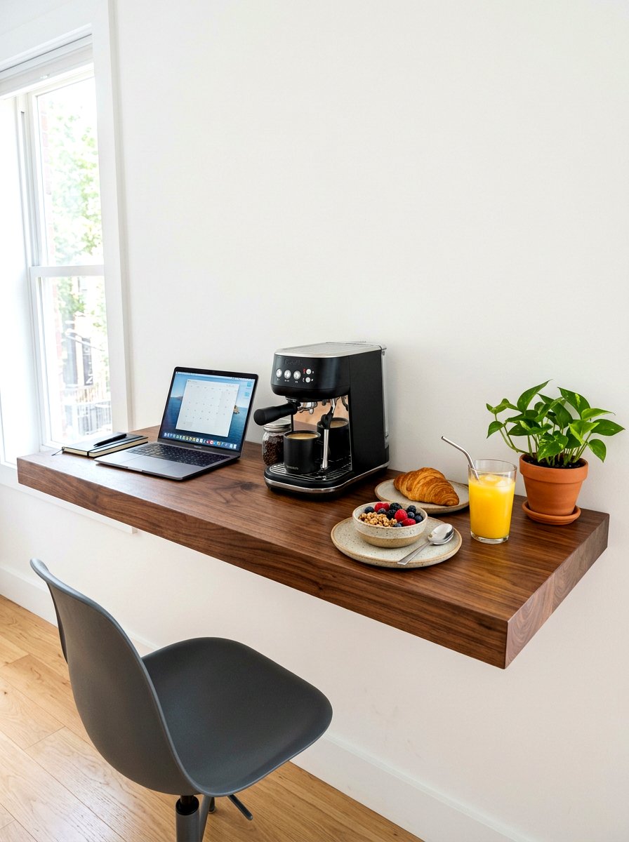 Floating desk breakfast station - 30 breakfast station ideas