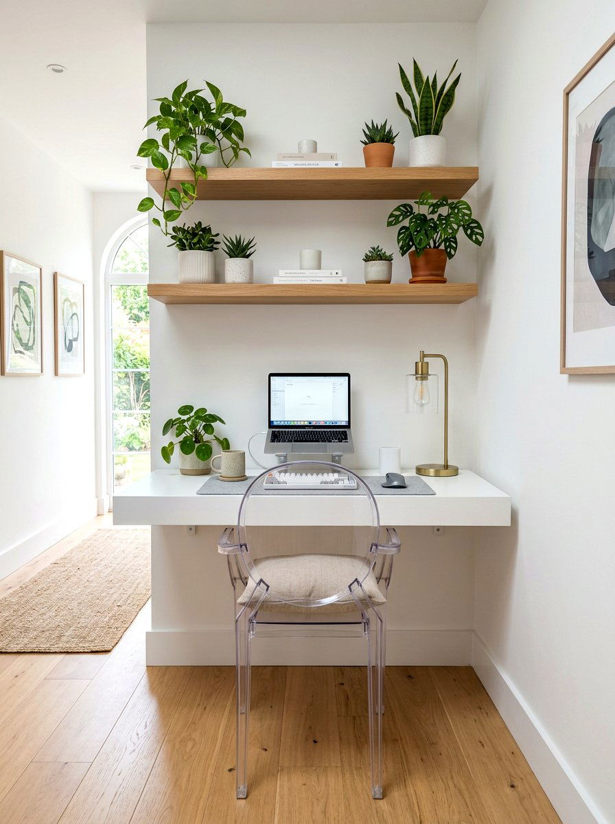 Floating desk setup - 30 cozy home office ideas