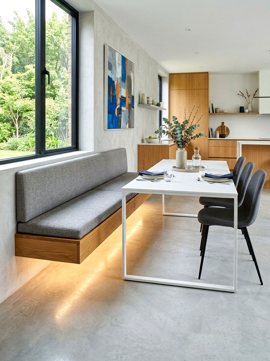 Floating dining bench - 30 built in dining bench ideas
