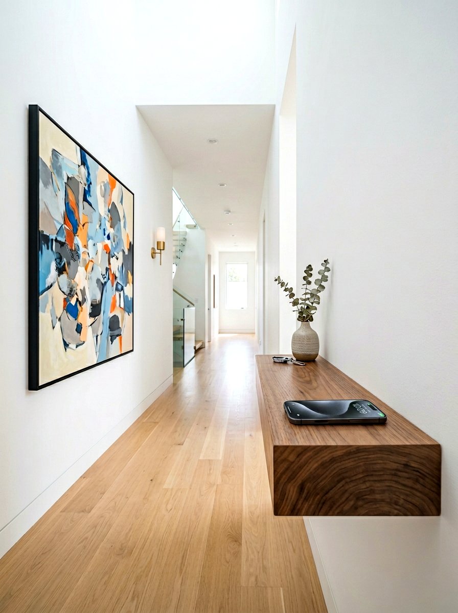 Floating entryway shelf with power - 30 charging station ideas