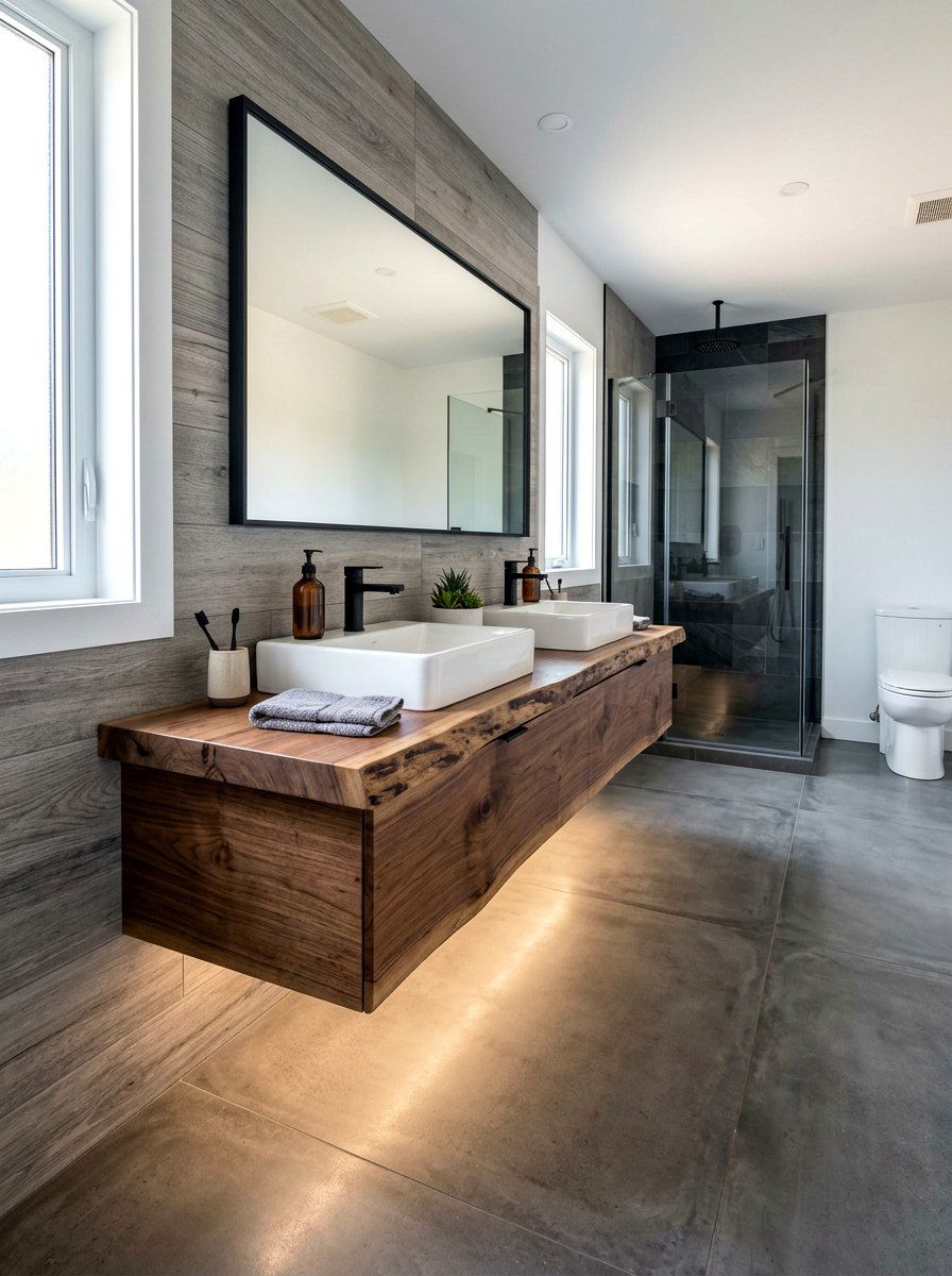 Floating farmhouse vanity - 30 farmhouse bathroom vanity ideas