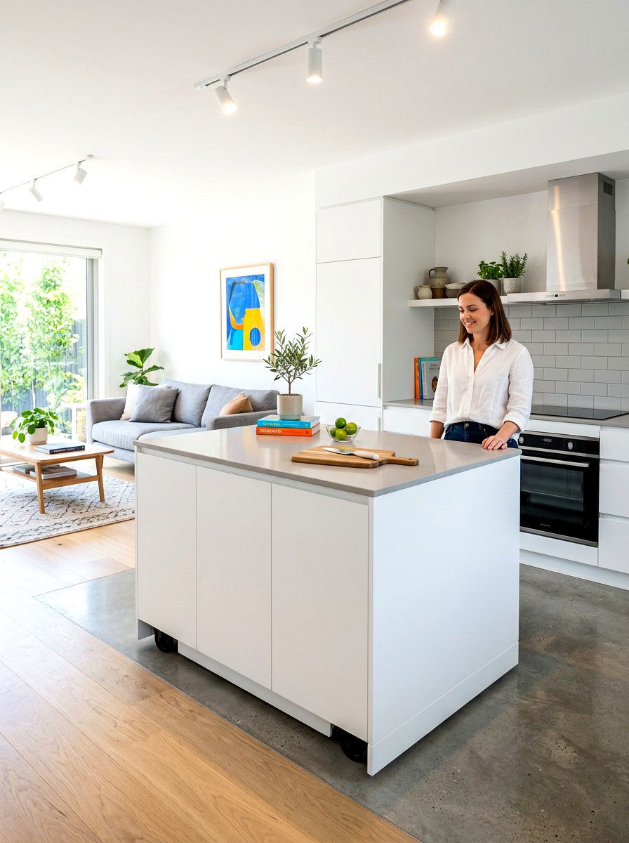 Floating kitchen island with wheels - 30 freestanding furniture kitchen ideas