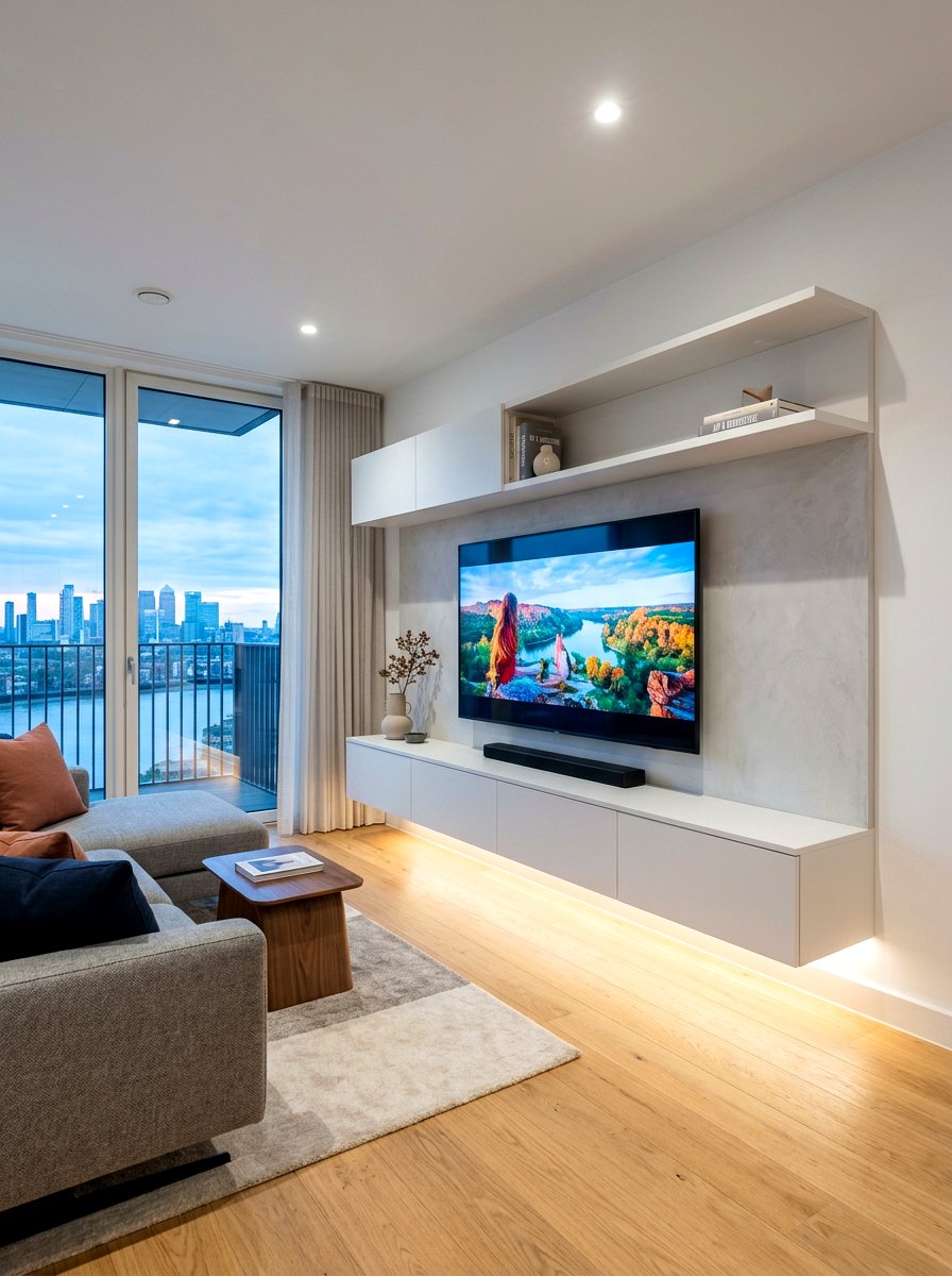 Floating media wall unit - 30 media wall ideas