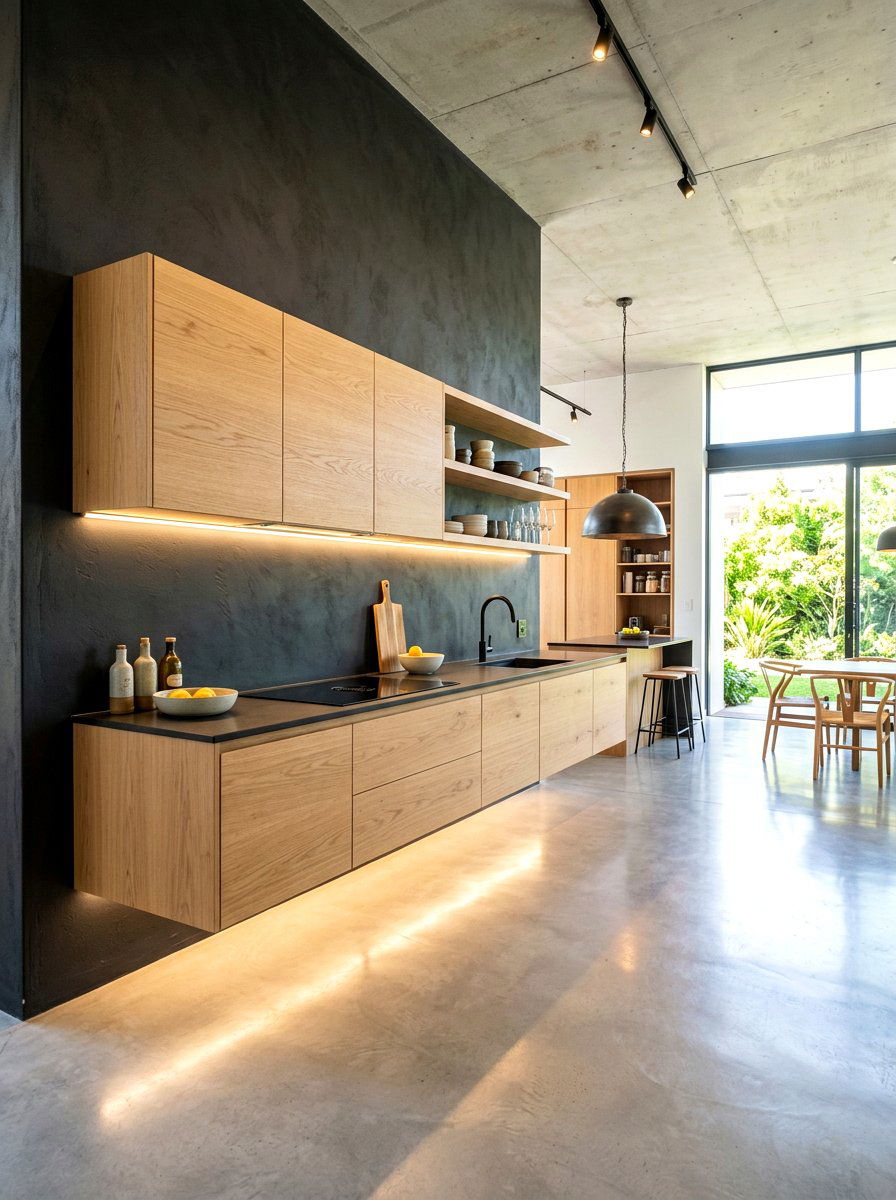 Floating oak kitchen cabinets - 30 oak kitchen cabinet ideas