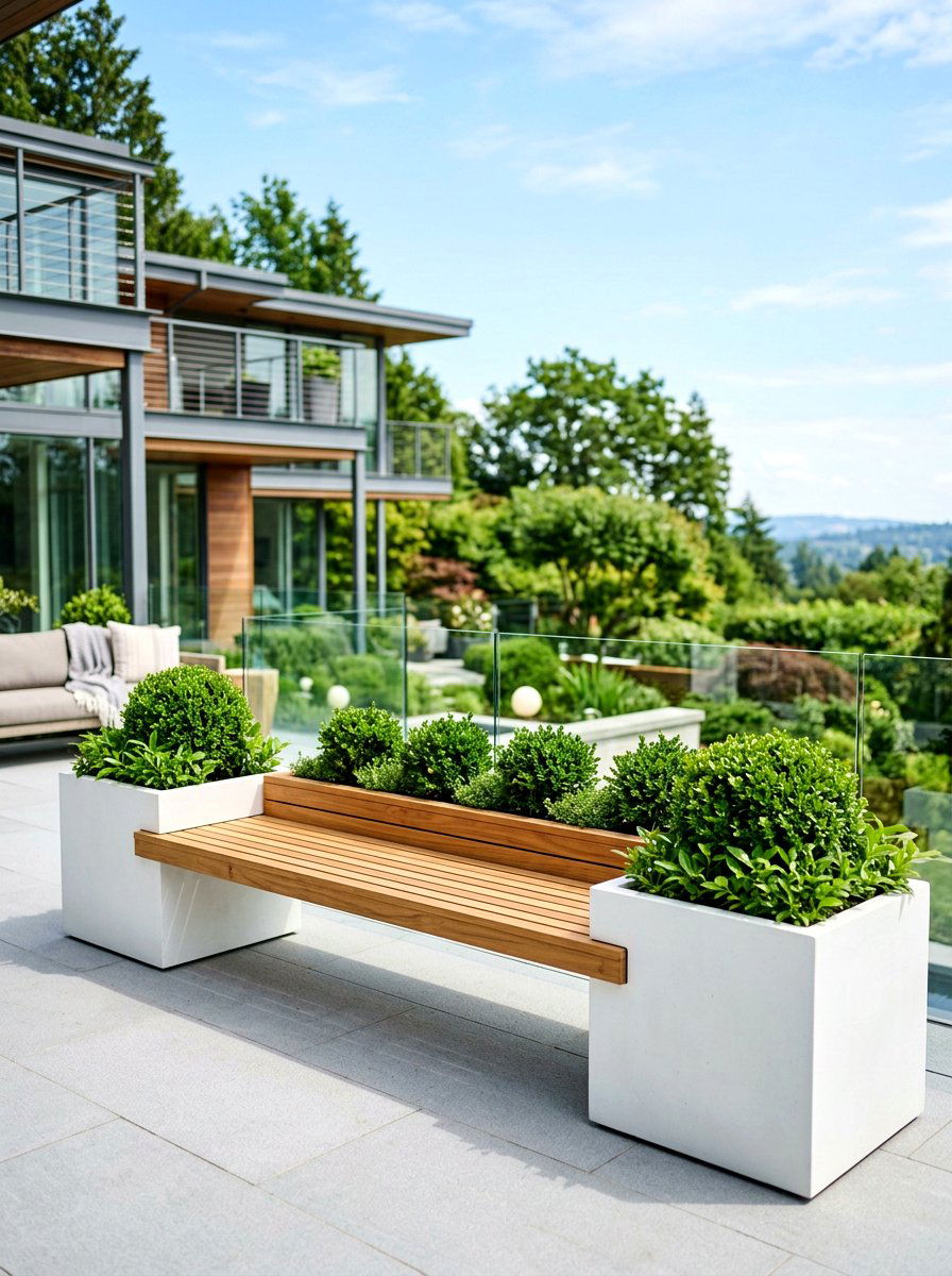 Floating planter bench - 30 patio bench with planter ideas
