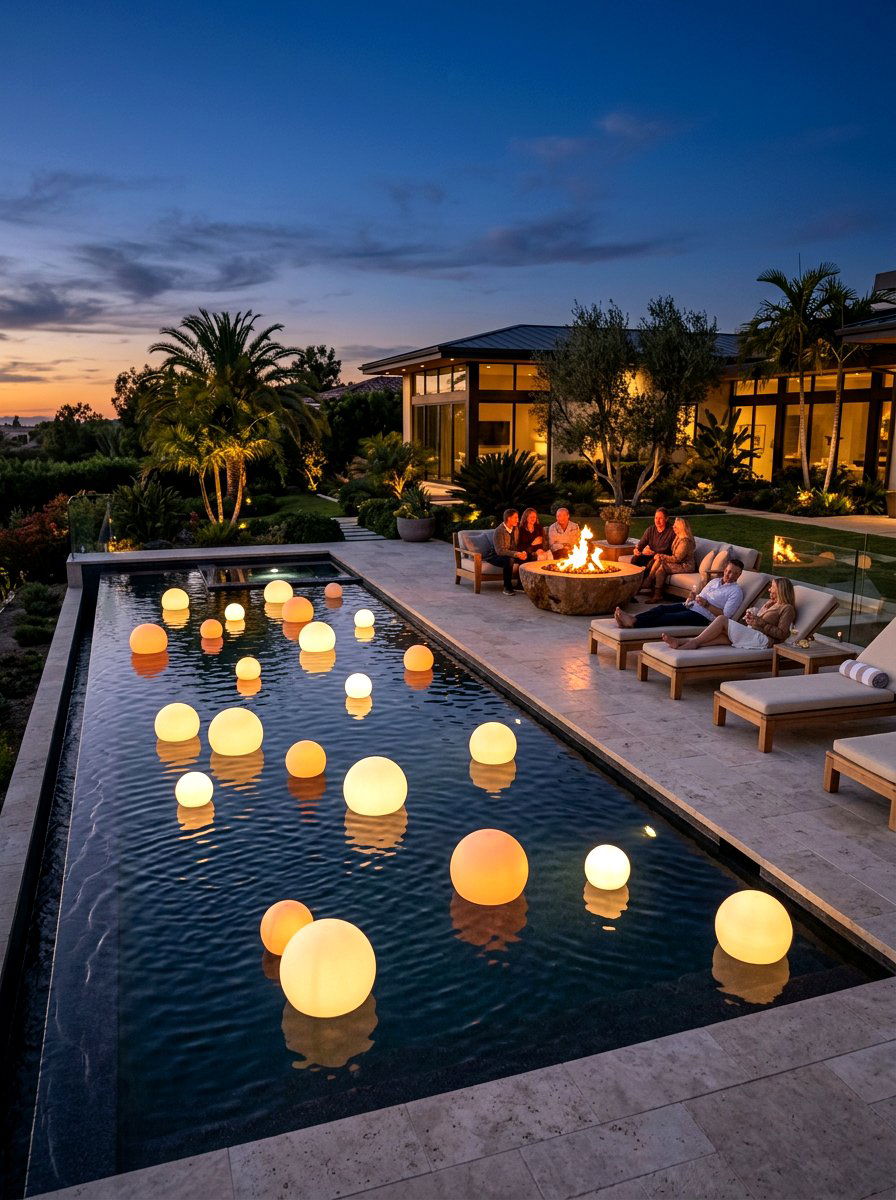Floating pool lights - 30 garden lighting ideas