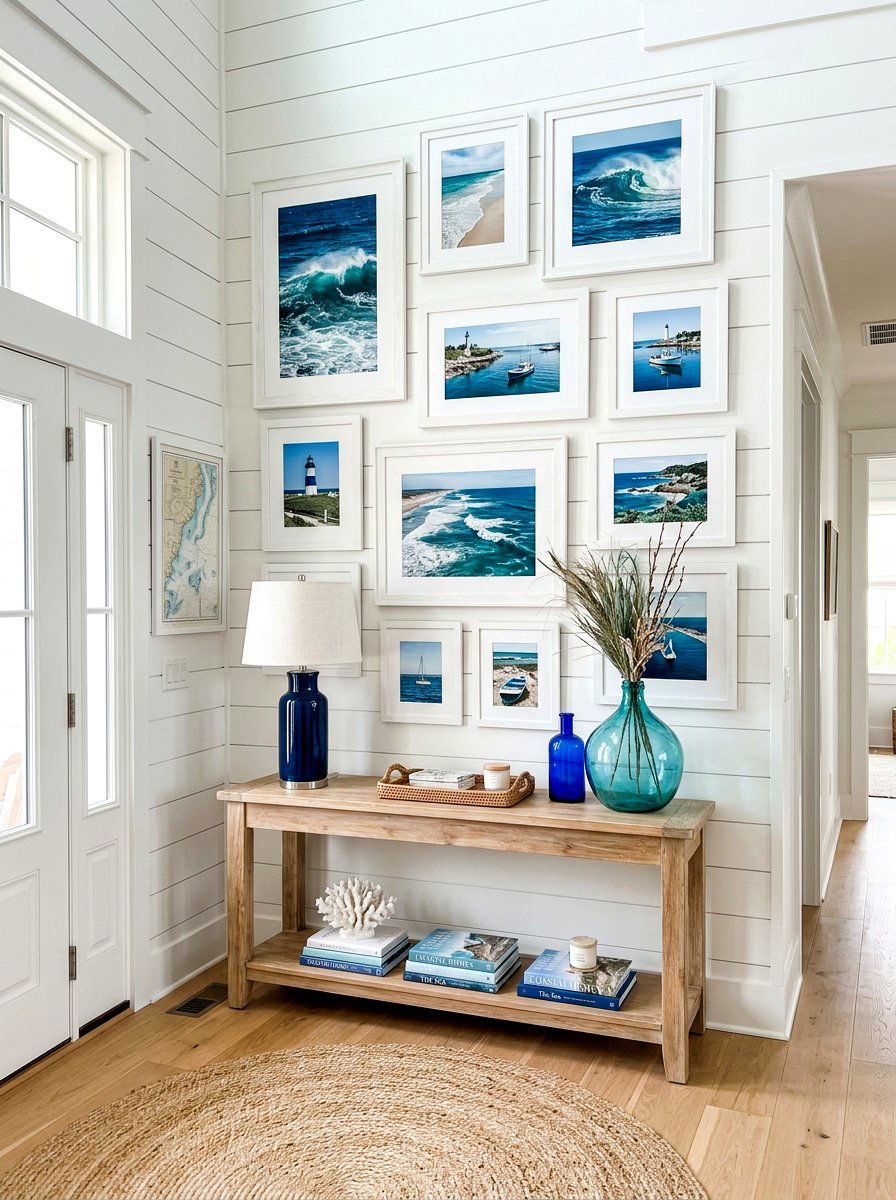 Floating shelf art display - 30 salon wall ideas