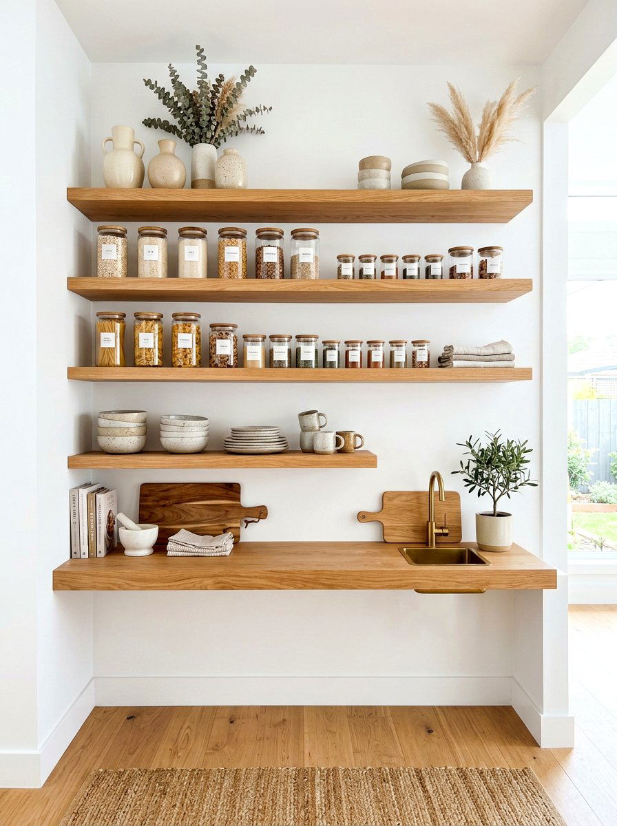 Floating shelf pantry - 30 butler pantry ideas