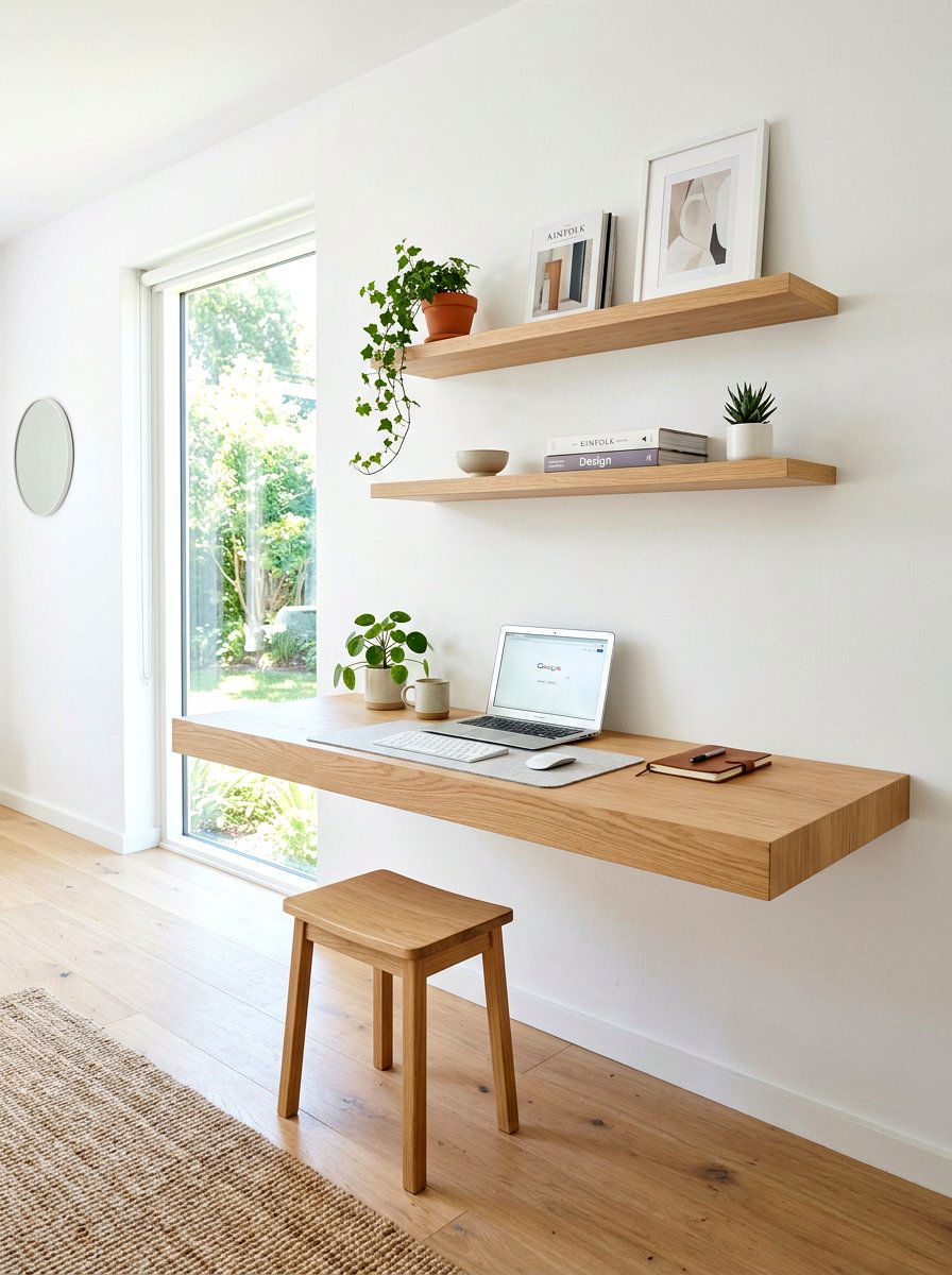 Floating shelf workstation - 30 journaling corner ideas