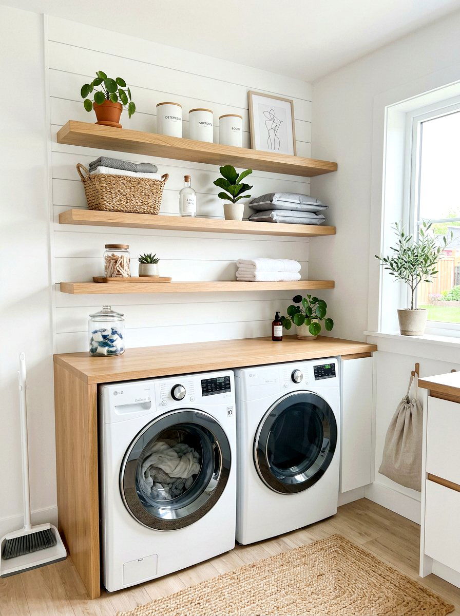 Floating shelves laundry room - 30 mudroom laundry room ideas