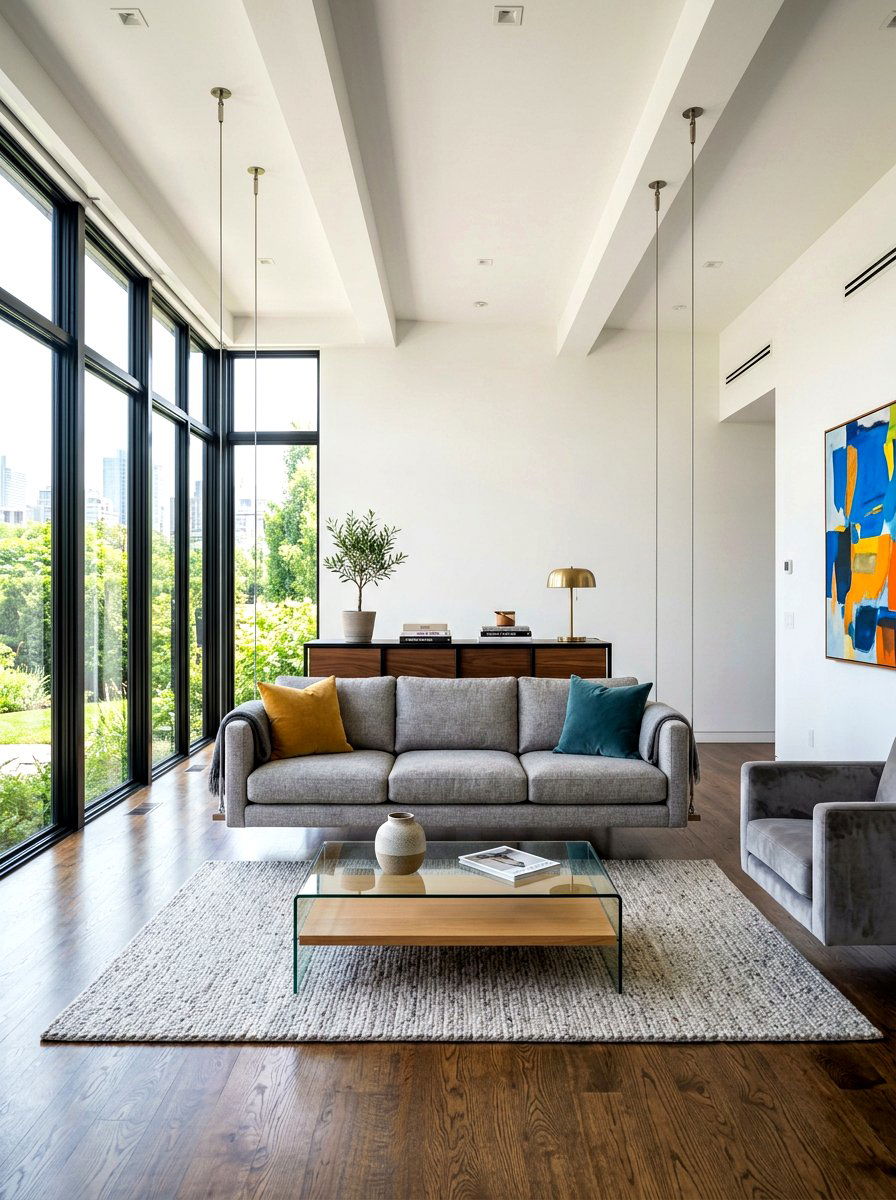 Floating sofa arrangement - 30 room zoning furniture layout ideas
