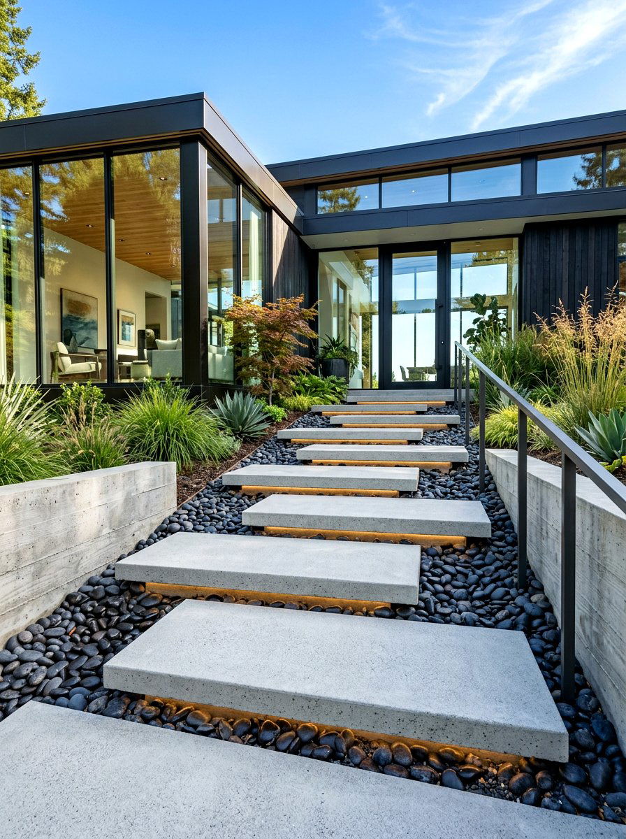 Floating step porch - 30 modern front porch ideas