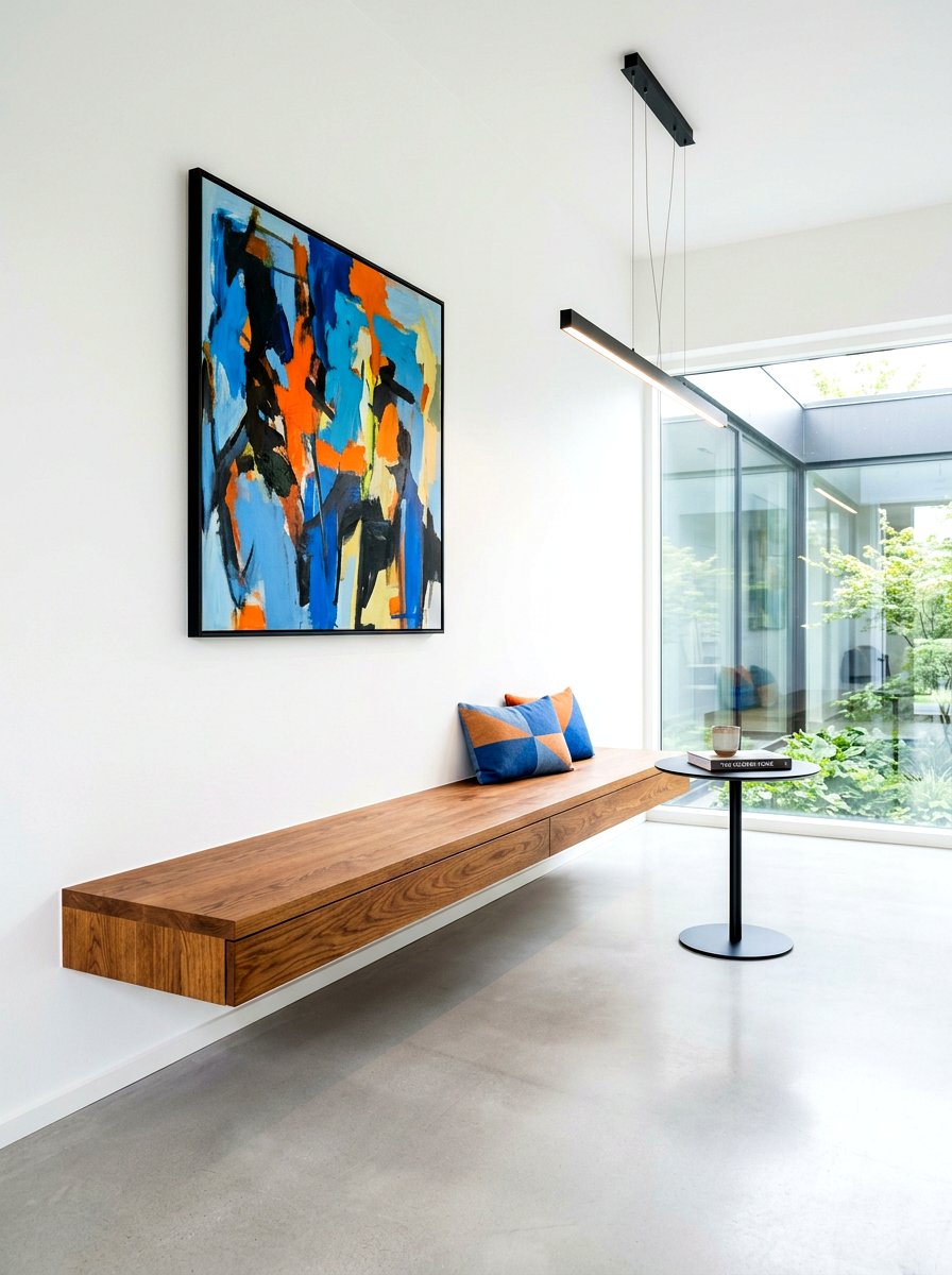 Floating wall bench - 30 banquette dining room ideas