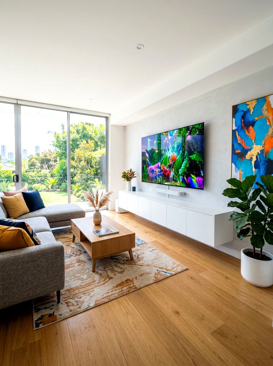 Floating wall cabinets - 30 family friendly living room storage ideas