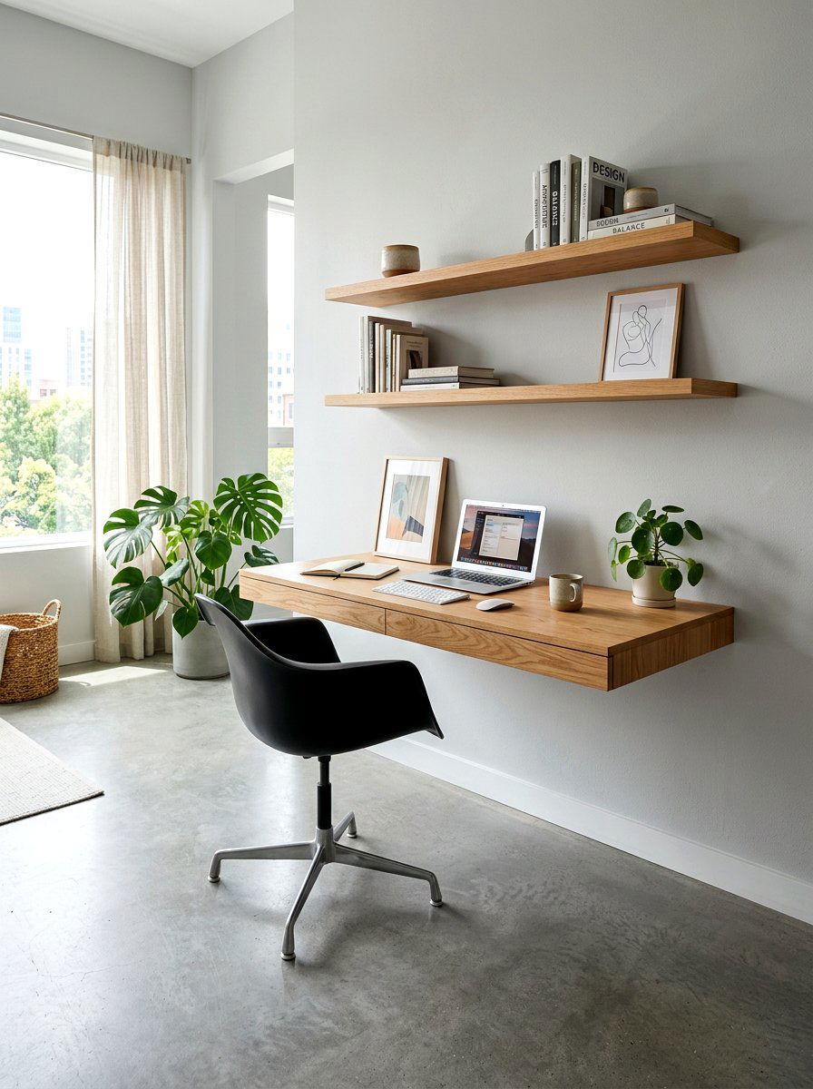 Floating wall mounted desk - 30 homework nook ideas