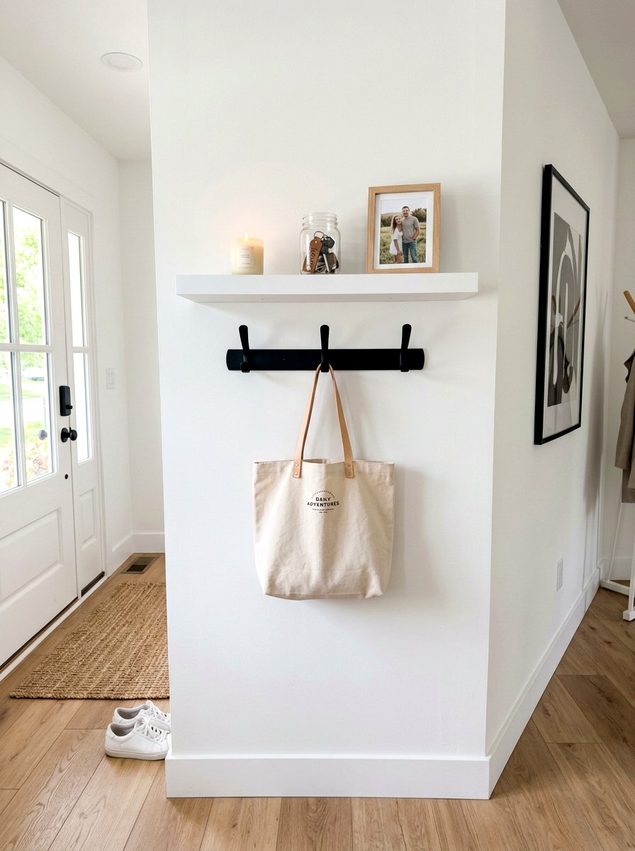 Floating wall shelf - 30 rental entryway ideas