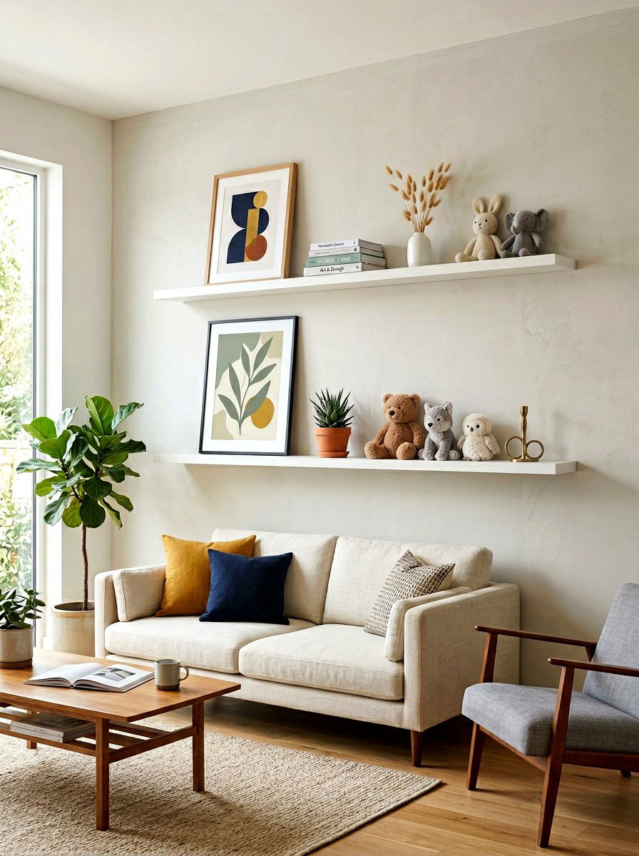 Floating wall shelf - 30 stuffed animal storage ideas