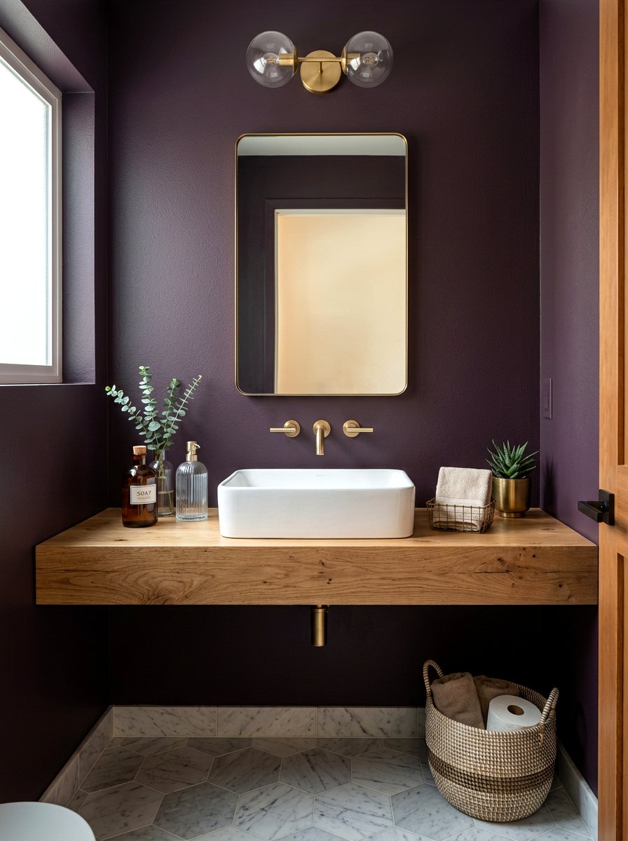30 Aubergine Powder Room Ideas for Bold, Elegant Style Instantly